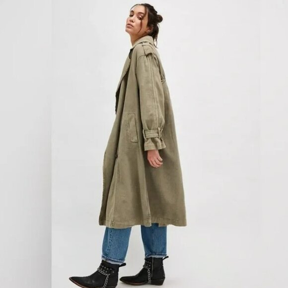 Free People Jackets & Blazers - Free People Time's Up Trench Coat LARGE NWOT